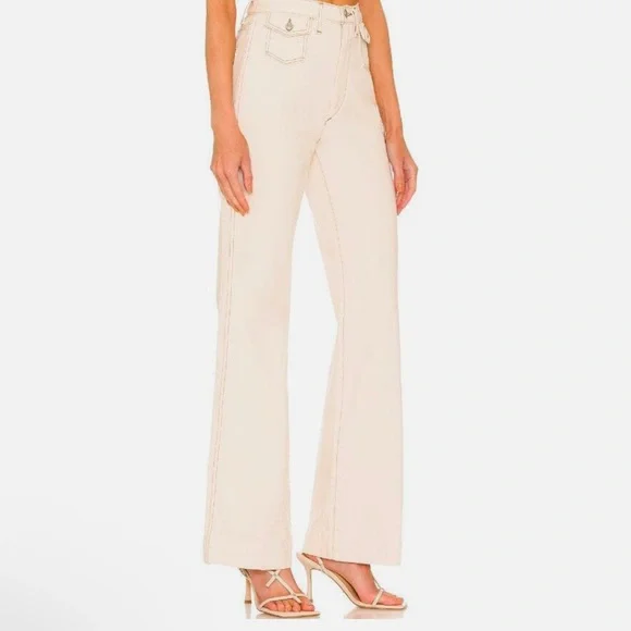 RE/DONE Womens Original 70s Pocket Wide Leg Jeans 27 Cream Rinsed Birch NWOT